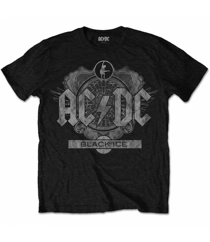 ACDC Black Ice Camiseta Licencia Oficial Manga Corta chico Men ROCK OFF ACDCTS40MB