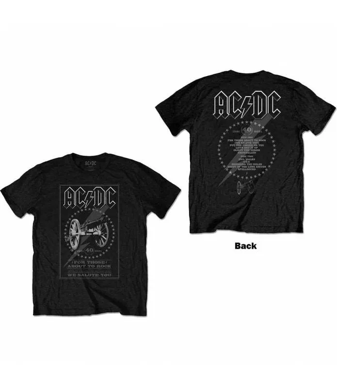 ACDC FTATR 40TH MONOCROMO Camiseta Licencia Oficial Manga Corta chico Men ROCK OFF ACDCTS97MB