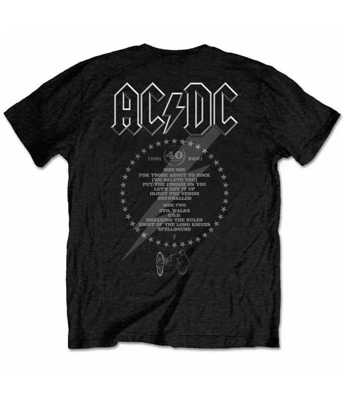 ACDC FTATR 40TH MONOCROMO Camiseta Licencia Oficial Manga Corta chico Men ROCK OFF ACDCTS97MB