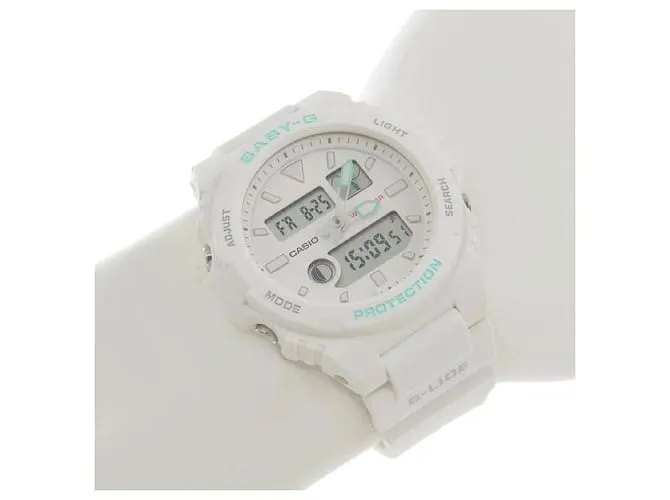 & Other Stories Casio Baby-G GLIDE Cuarzo Resina Blanca/Reloj de mujer con correa de resina BAX 100 7AJF, Seminuevo【tkh23seg