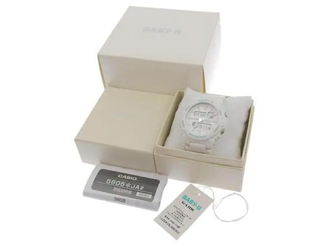 & Other Stories Casio Baby-G GLIDE Cuarzo Resina Blanca/Reloj de mujer con correa de resina BAX 100 7AJF, Seminuevo【tkh23seg