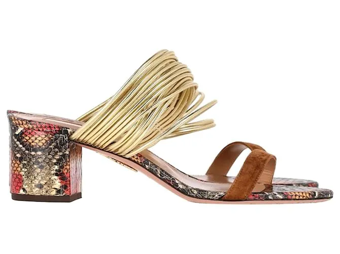 Aquazzura Rendez Vous Sandalias con estampado de serpiente en piel con estampado animal Impresión de pitón 