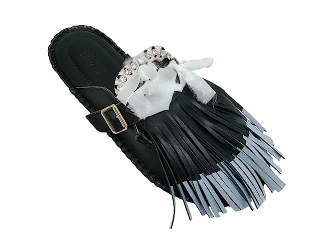 Autre Marque 13 09 SR Negro / Mules Puli de cuero blanco 