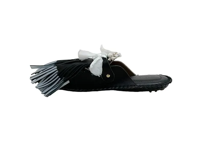 Autre Marque 13 09 SR Negro / Mules Puli de cuero blanco 