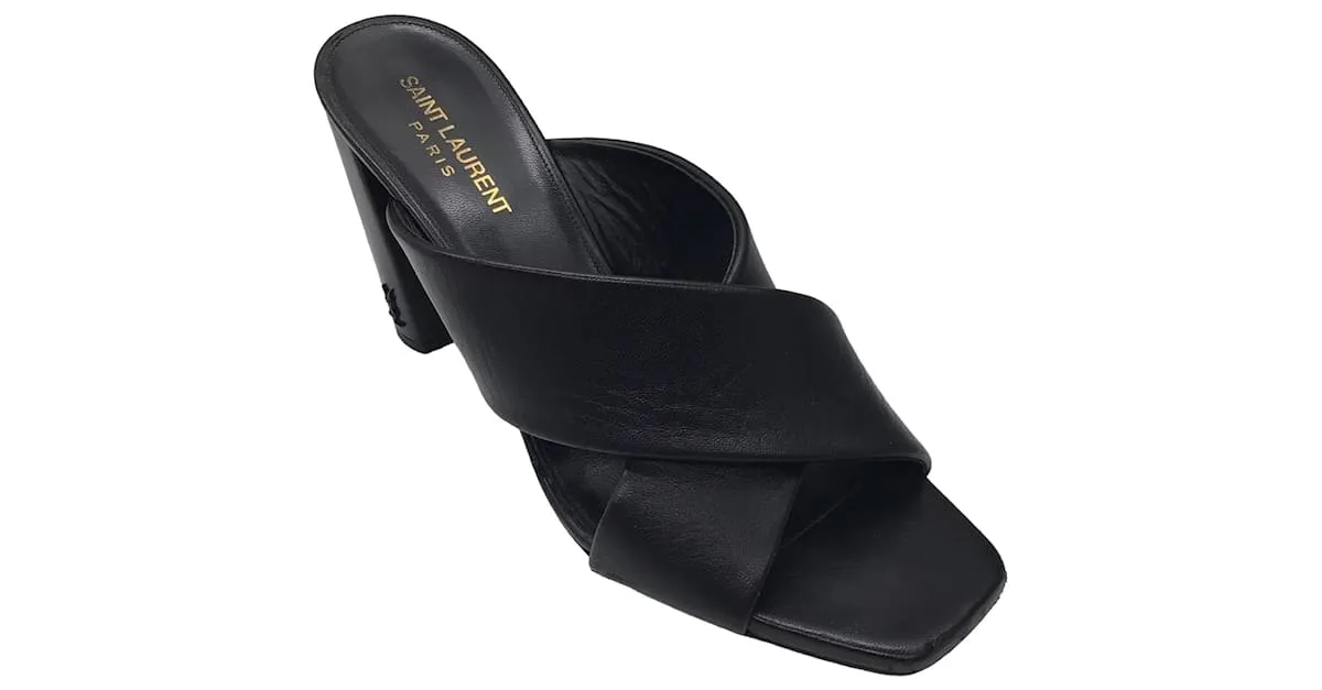 Autre Marque Mules Loulou de cuero negro de Saint Laurent 