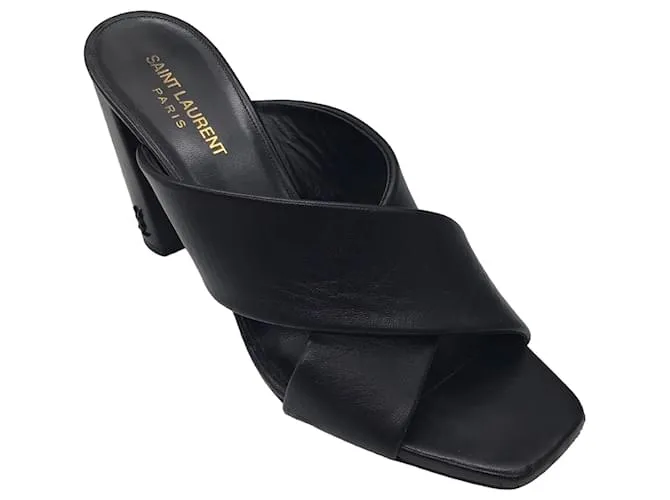 Autre Marque Mules Loulou de cuero negro de Saint Laurent 