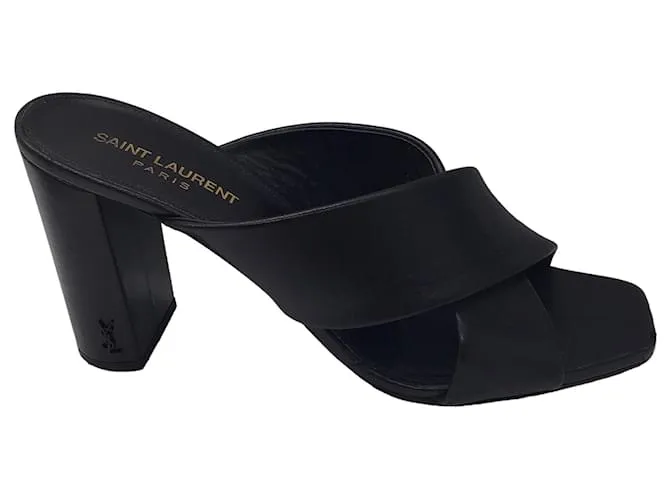 Autre Marque Mules Loulou de cuero negro de Saint Laurent 