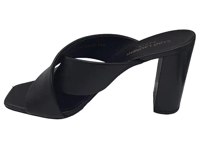 Autre Marque Mules Loulou de cuero negro de Saint Laurent 