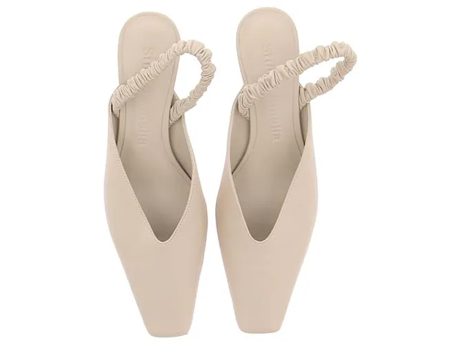 Autre Marque STUDIO AMELIA Mules y zuecos T.UE 39 Cuero Blanco 