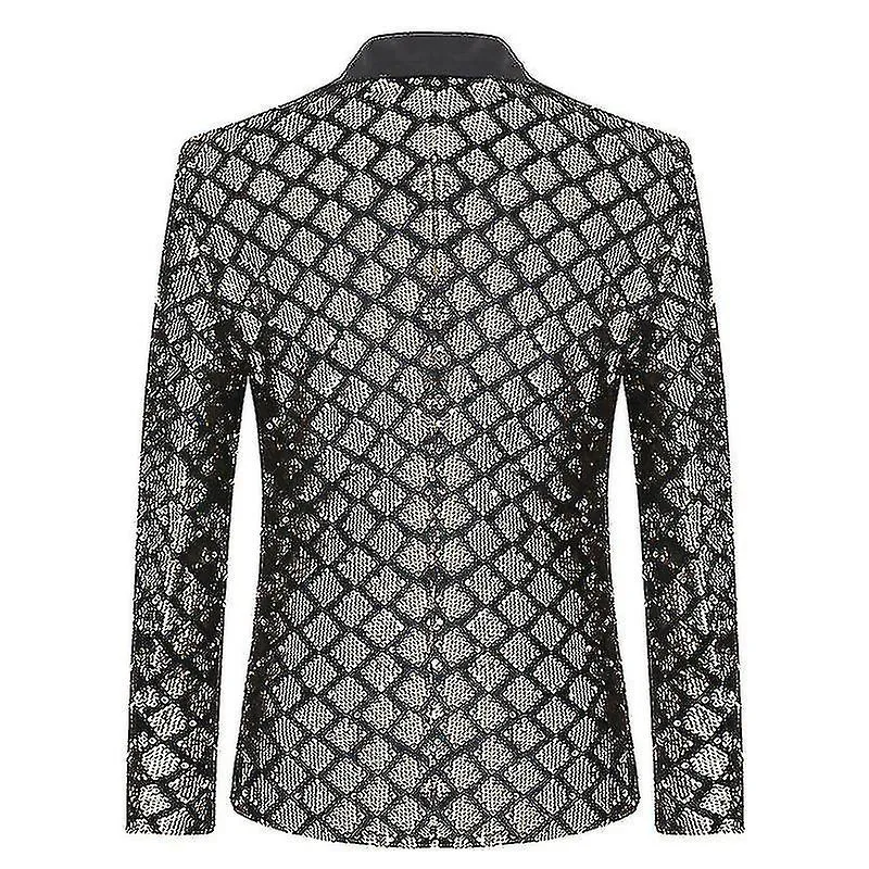 Autumn And Winter Men's European Size Lapel Collar Suit Jacket, Stage Banquet Host Party Diamond Sequin Full Dress