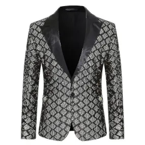 Autumn And Winter Men's European Size Lapel Collar Suit Jacket, Stage Banquet Host Party Diamond Sequin Full Dress