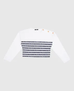 Balmain Children's white sweatshirt in a stripe with a logo