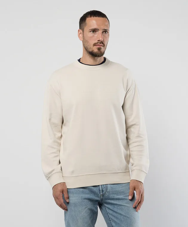 Brunello Cucinelli Beige sweatshirt with logo embroidery