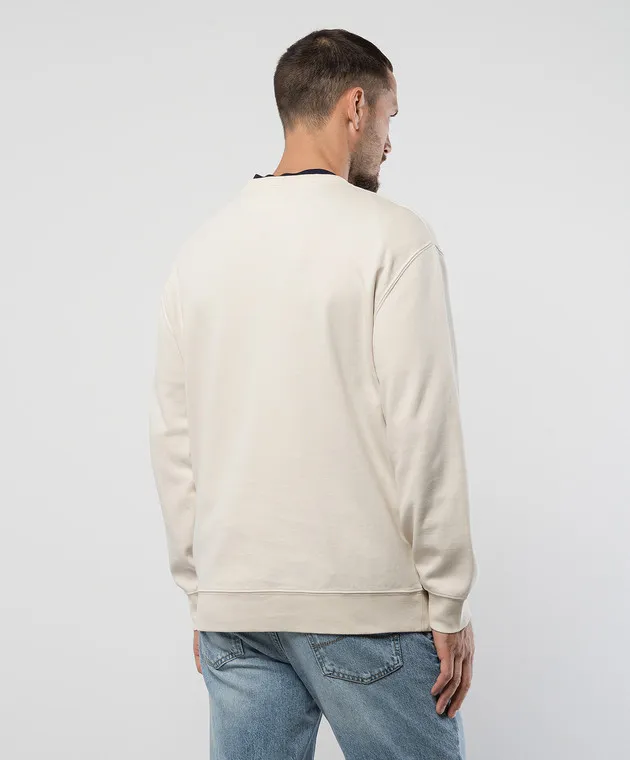 Brunello Cucinelli Beige sweatshirt with logo embroidery