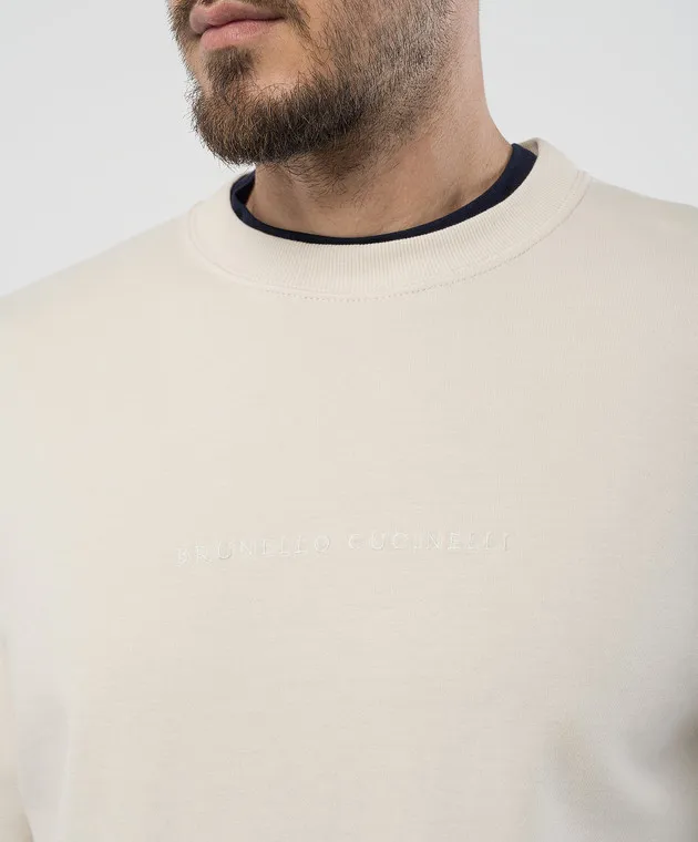 Brunello Cucinelli Beige sweatshirt with logo embroidery