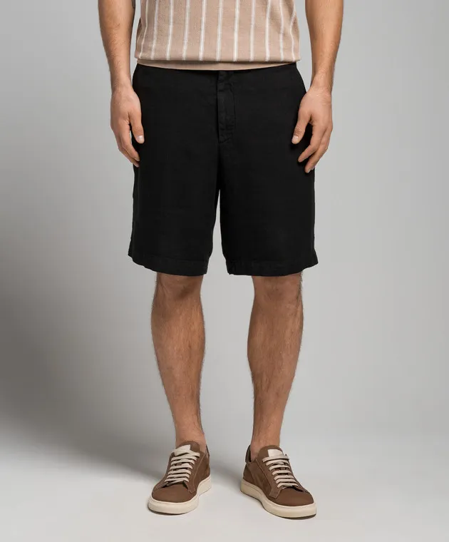 Brunello Cucinelli Black linen shorts