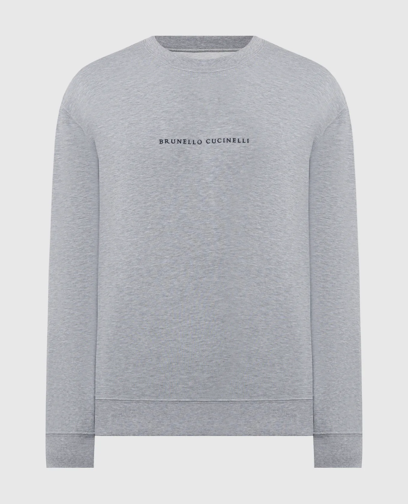 Brunello Cucinelli Gray melange sweatshirt with logo embroidery