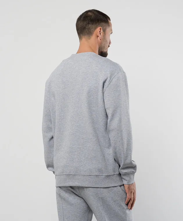 Brunello Cucinelli Gray melange sweatshirt with logo embroidery