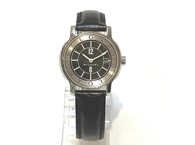 Bulgari Reloj Bvlgari Solotempo ST29S de cuarzo con correa de cuero Negro 