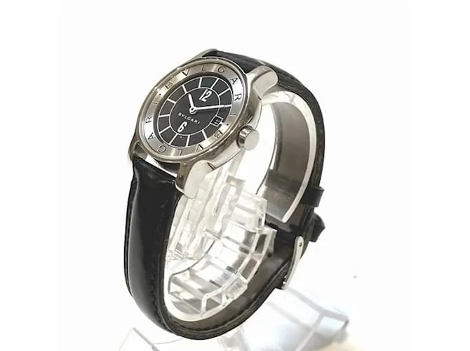 Bulgari Reloj Bvlgari Solotempo ST29S de cuarzo con correa de cuero Negro 