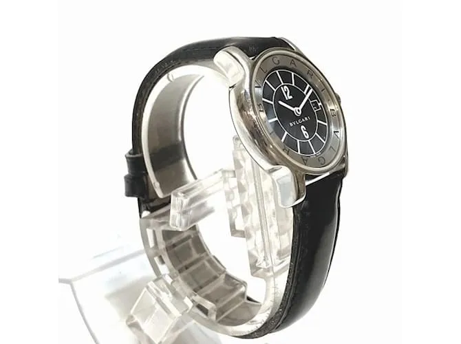 Bulgari Reloj Bvlgari Solotempo ST29S de cuarzo con correa de cuero Negro 