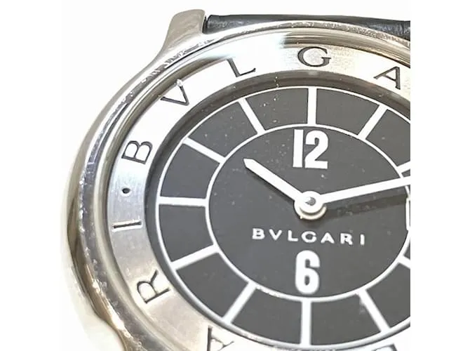 Bulgari Reloj Bvlgari Solotempo ST29S de cuarzo con correa de cuero Negro 