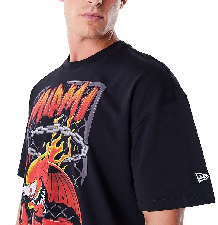 camisa New Era Graphic Drop Shoulder NBA Miami Heat - Black/Print Red - men´s