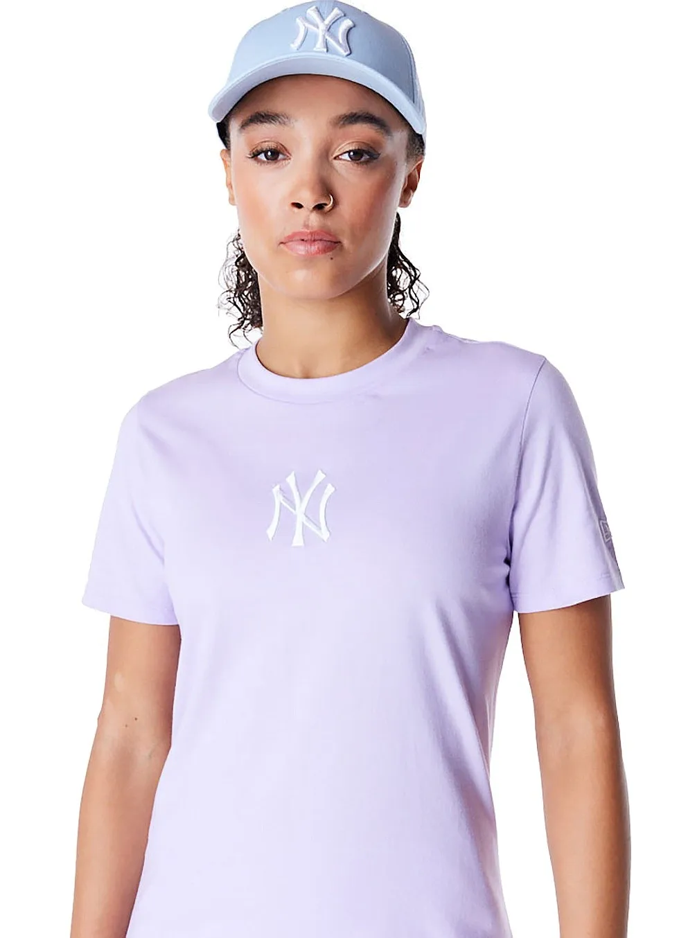 camisa New Era League Essential Regular MLB New York Yankees - Pastel Lilac/White - women´s