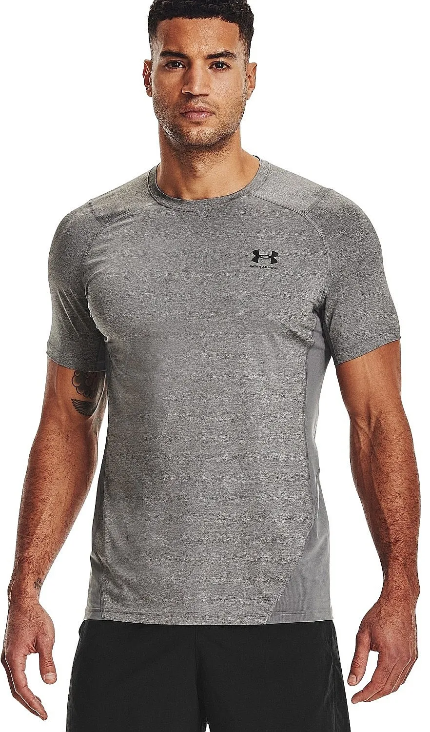 camisa Under Armour HeatGear Armour Comp - 090/Carbon Heather/Black - men´s