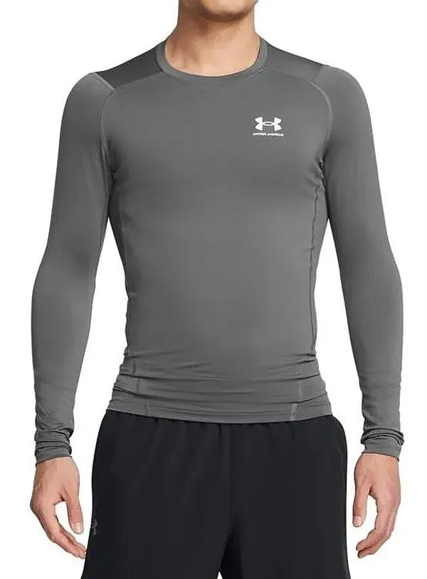 camisa Under Armour HeatGear Armour Comp LS - Gray/Carbon Heather - men´s