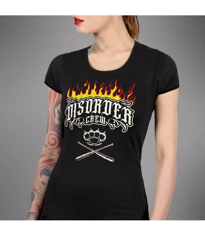 Camiseta Negra Chica Manga Corta Disorder Crew HYRAW SP24-W02