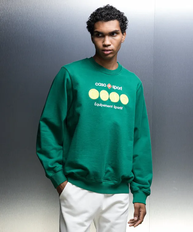 Casablanca Green Casa Sport Tennis Balls sweatshirt with logo embroidery