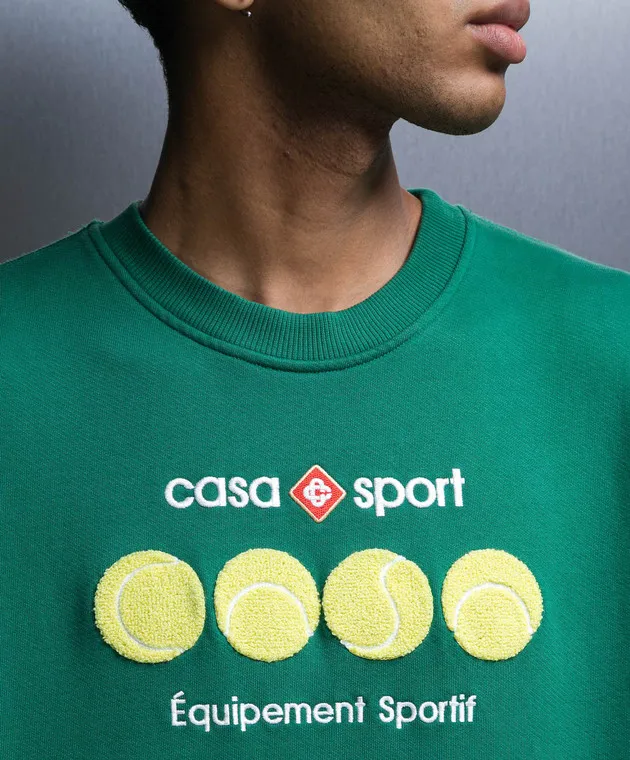 Casablanca Green Casa Sport Tennis Balls sweatshirt with logo embroidery