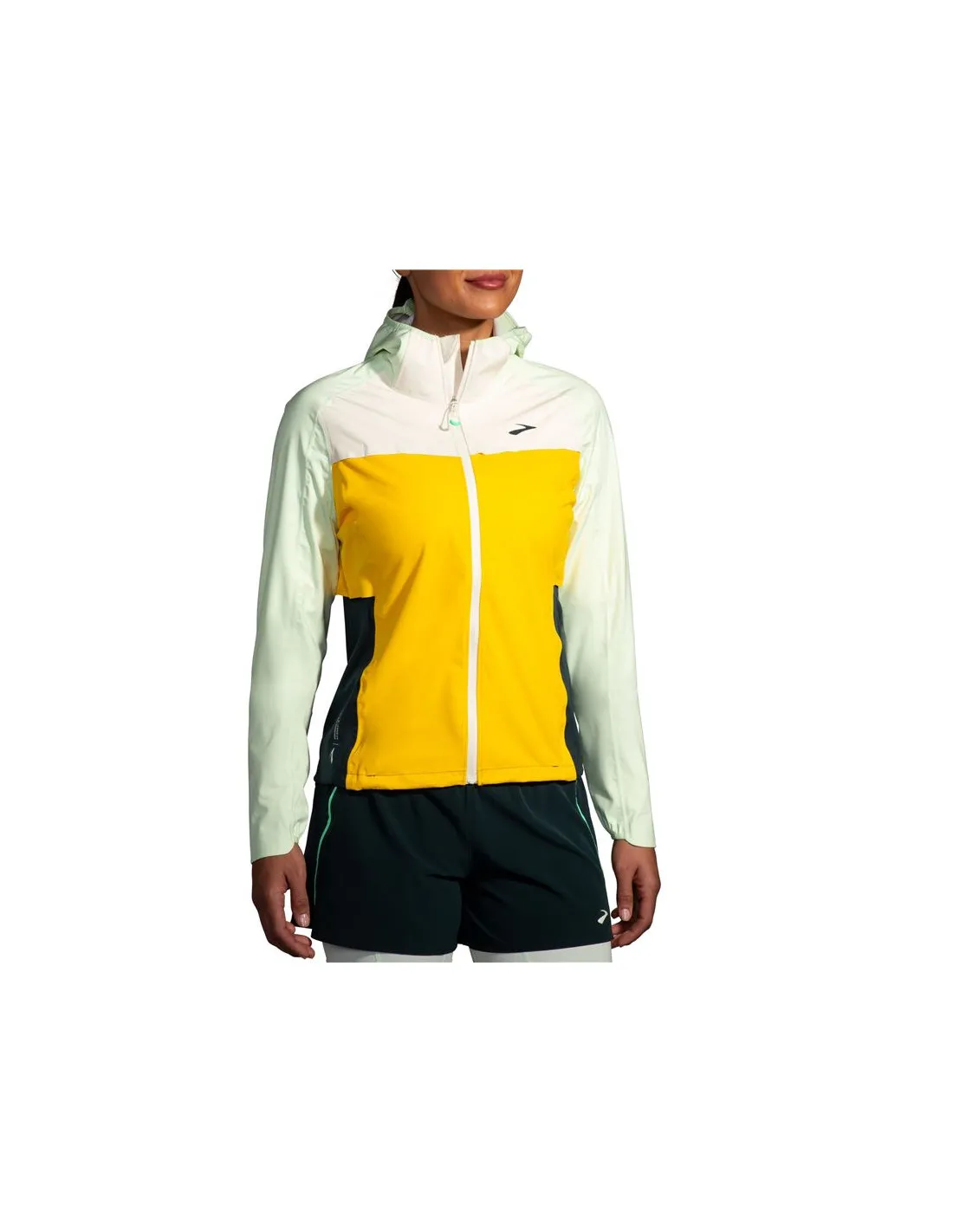 Chaqueta de Running Brooks High Point Waterproof Mujer Blanco/Amarillo