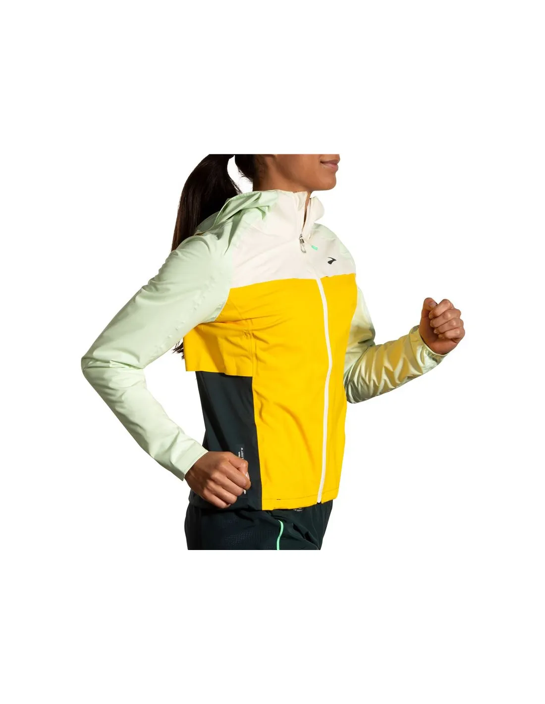 Chaqueta de Running Brooks High Point Waterproof Mujer Blanco/Amarillo