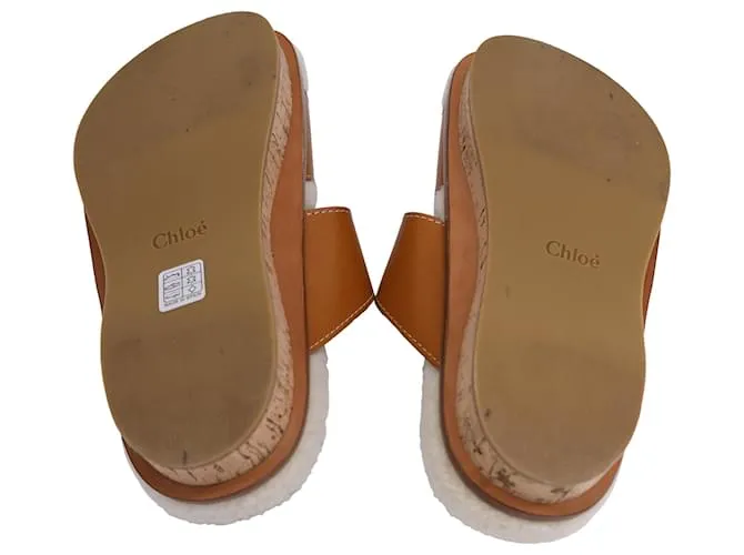 Chloé Sandalias Chloe Marah en cuero marrón y blanco y piel de oveja Castaño 