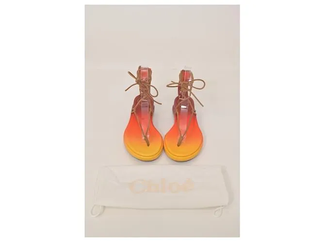 Chloé Sandalias Chloe Wave Ombre en piel efecto lagarto naranja 