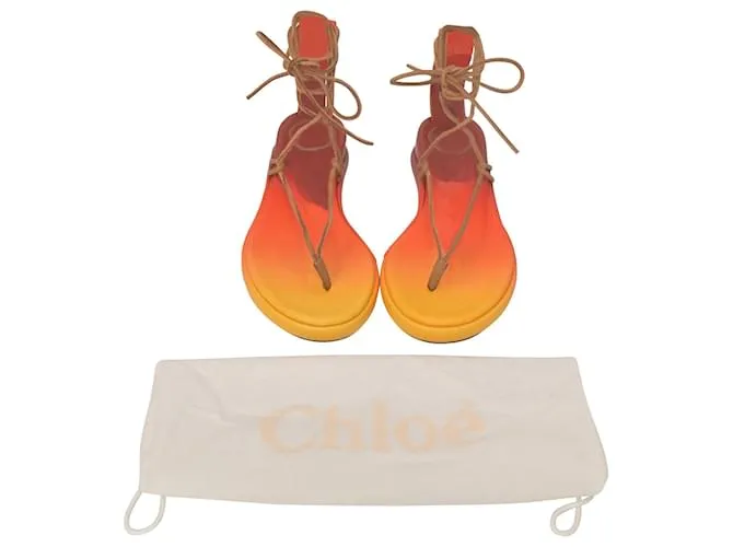 Chloé Sandalias Chloe Wave Ombre en piel efecto lagarto naranja 