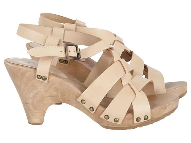 Chloé Sandalias Tiras Chloe en Piel Beige 