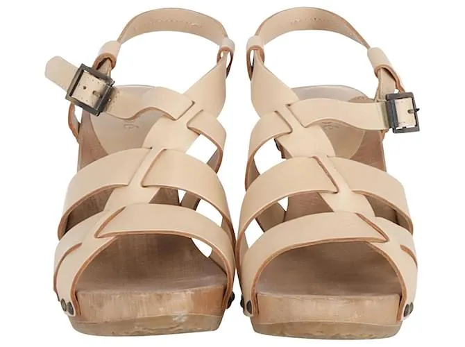 Chloé Sandalias Tiras Chloe en Piel Beige 