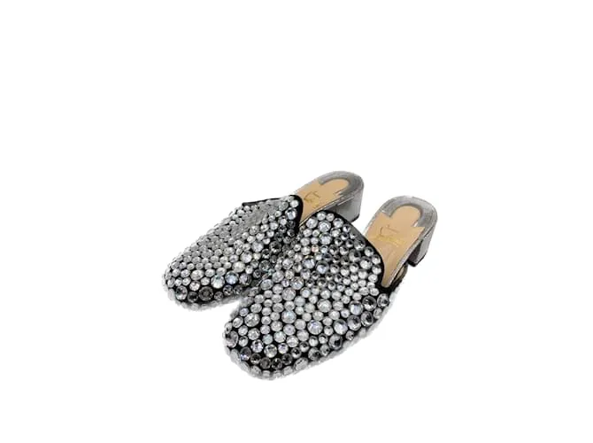 CHRISTIAN LOUBOUTIN Mules y zuecos T.UE 39 Resplandecer Plata 