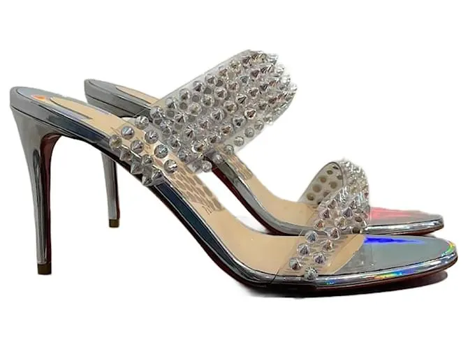 CHRISTIAN LOUBOUTIN Sandalias T.EU 39.5 Piel Plata 