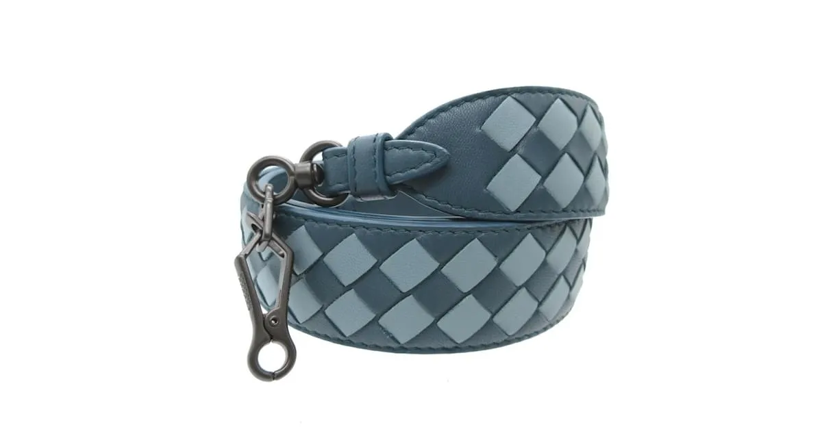 Correa de hombro de cuero azul Intrecciato de Bottega Veneta 