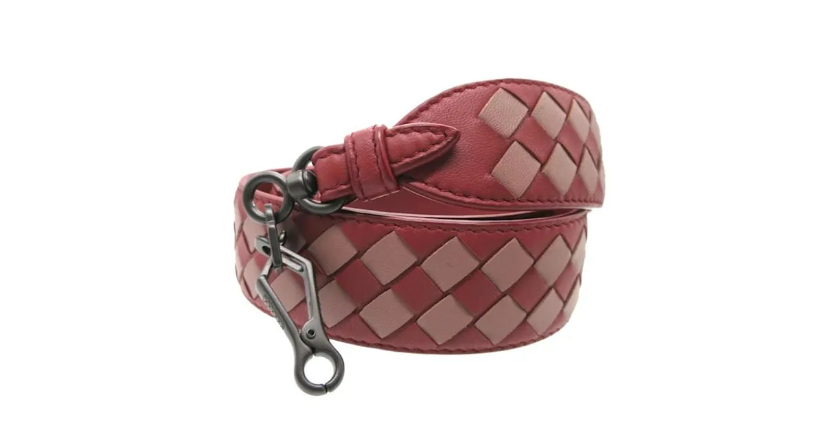 Correa de hombro de cuero rojo Intrecciato de Bottega Veneta Roja 