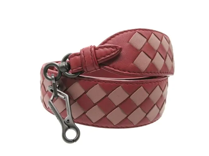 Correa de hombro de cuero rojo Intrecciato de Bottega Veneta Roja 