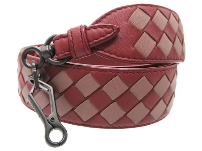 Correa de hombro de cuero rojo Intrecciato de Bottega Veneta Roja 