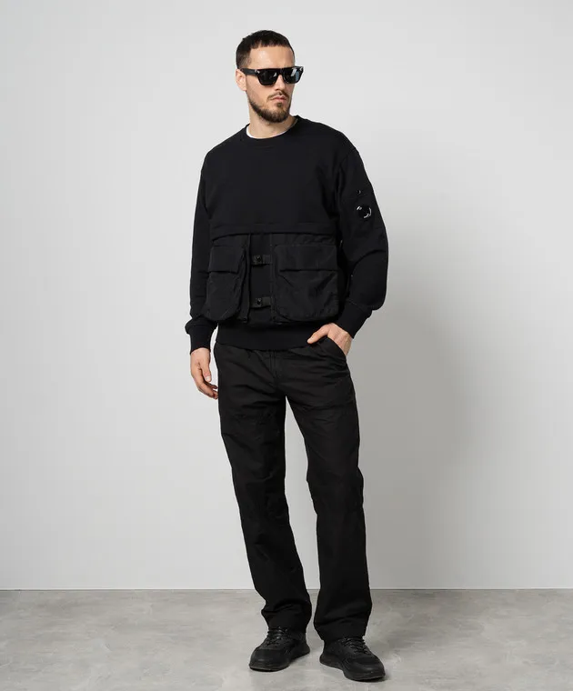 C.P. Company Black sweatshirt with double construction