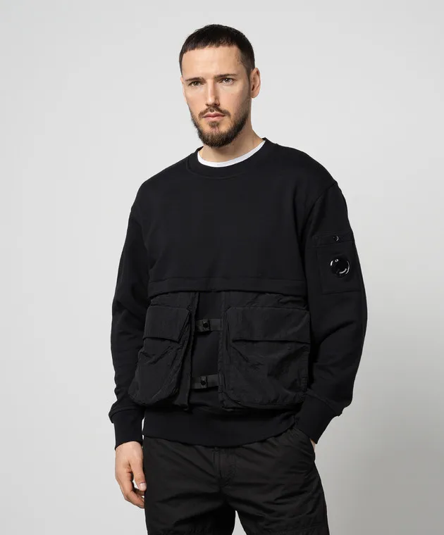 C.P. Company Black sweatshirt with double construction