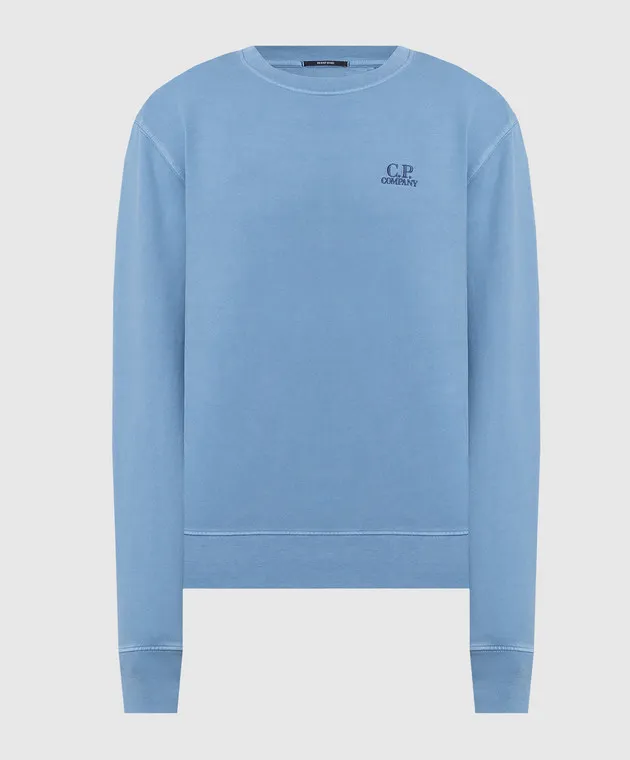 C.P. Company Blue sweatshirt with logo embroidery