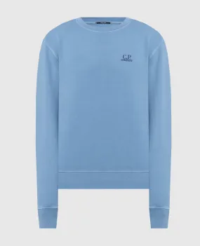 C.P. Company Blue sweatshirt with logo embroidery